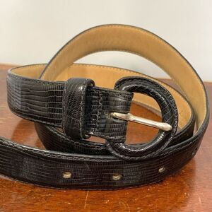 Calvin Klein Women's Lizard Grain Leather Belt Brown 27-31" Adjustable